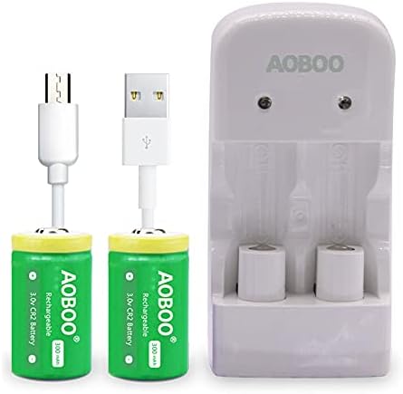 AOBOO CR2 2PCS CR-2W CR2 3v (Battery-ABO-S1) Li-Ion Battery Rechargeable Battery Camera Battery Rechargeable Charger