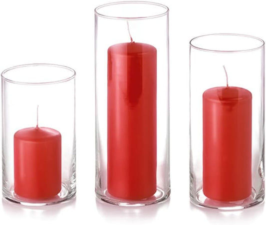 yummi Set of 12 Slim Pillars and Cylinder Vases - Brick