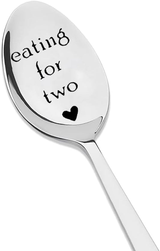 Skiennix Eating For Two Spoon - Perfect Pregnancy Gift for First-Time Moms | Soup & Cereal Spoons