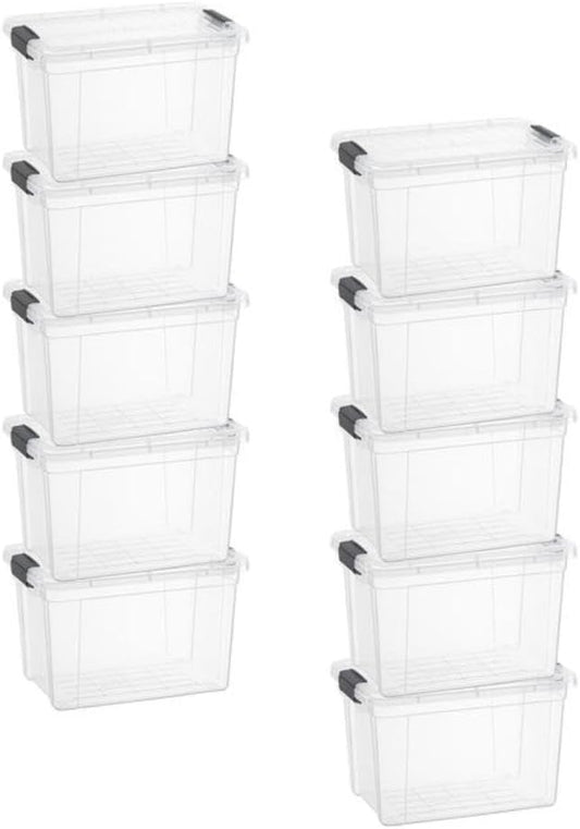Superio Storage Bins - 10 Pack Clear Organizing Boxes | 2.5 Qt Stackable, BPA-Free & Odor-Free