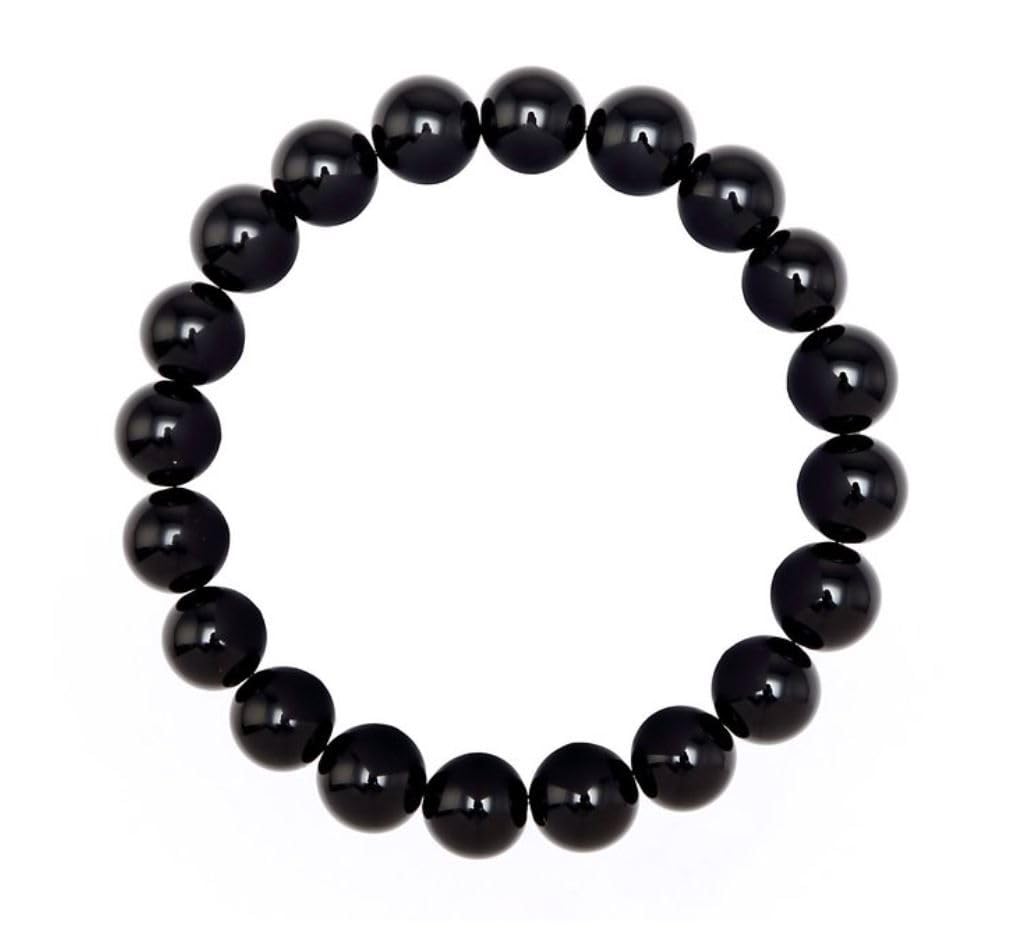 Adabele Real Natural Black Agate Gemstone Beaded Bracelet 7 inch Stretch Chakra Healing Crystal Stone Jewelry Women Birthday Gift (Unisex) GB8-30