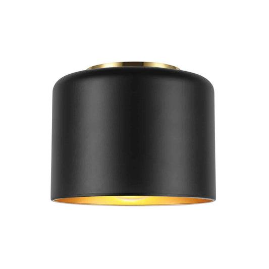 Dainolite EMI-81FH Emilia Flush Mount Ceiling Light Fixture, Dimmable, 8in , Brass and Gold Metal Shade