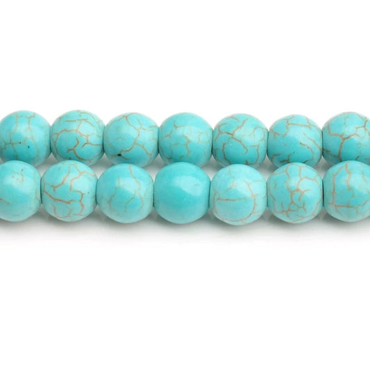 12mm 30pcs Beads Howlite Turquoises Natural Stone Jewelry Findings Necklace Earrings Antique Ornament Dangle Component Bracelet Making DIY … (12mm, Blue Round)