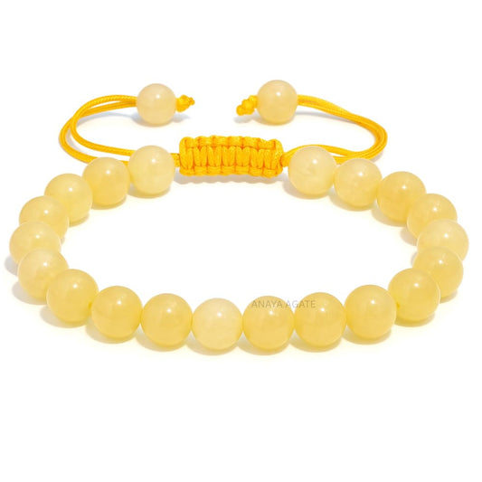 ANAYA AGATE Healing Crystal Bracelet – Chic Gemstone Bracelet for Men and Women – 8mm Round Bead Bracelets for Spiritual Healing, Protection, Positive Energy - Yellow Calcite