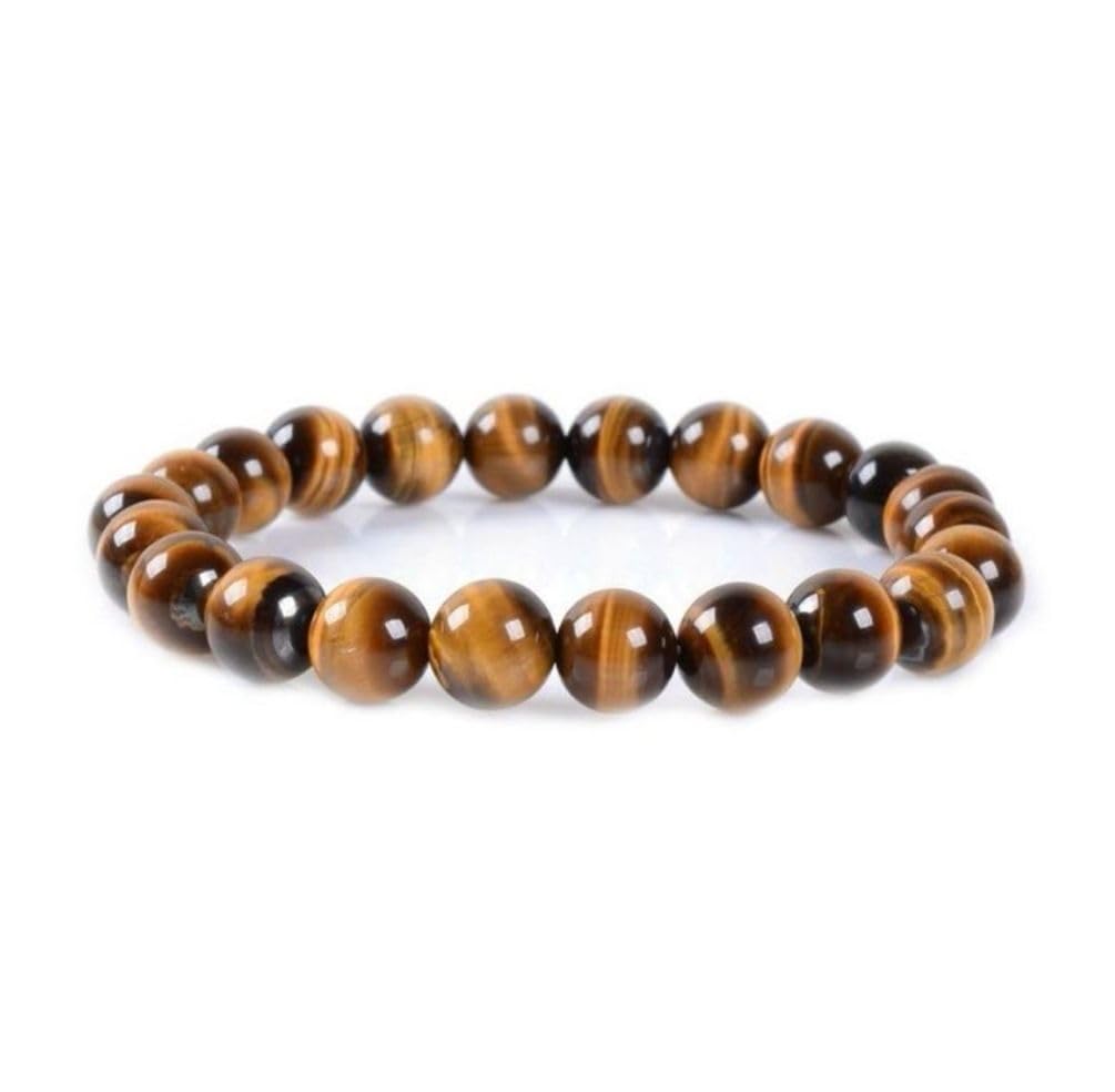 Adabele Real Natural Golden Yellow Tiger's Eye Bracelet 8.5 inch Stretch Gemstone Beaded Bracelet Chakra Healing Crystal Stone Jewelry Energy Quartz Rock GB8-D26