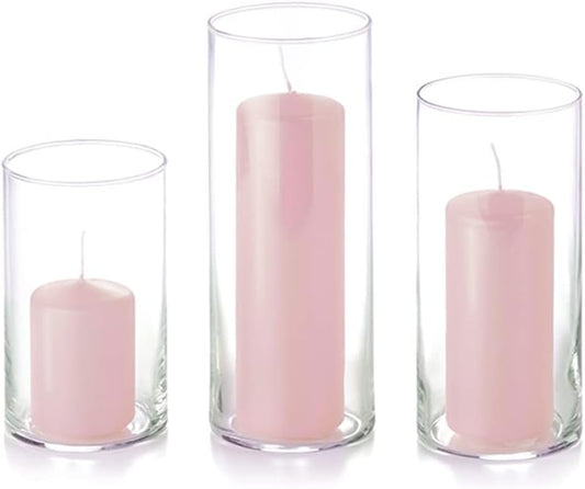 yummi Set of 12 Slim Pillars and Cylinder Vases - Blush