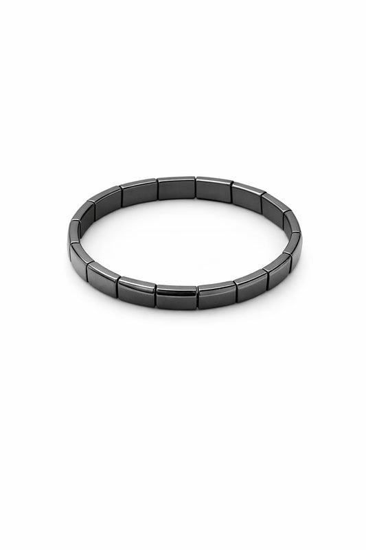 Zan Mast Hematite Bracelet for Men, Natural Stone Beaded Stretch Bracelet to Enhance Male Charm, Confidence, Mental Clarity & Focus, Grounding Energy Jewelry Gift (Thin)