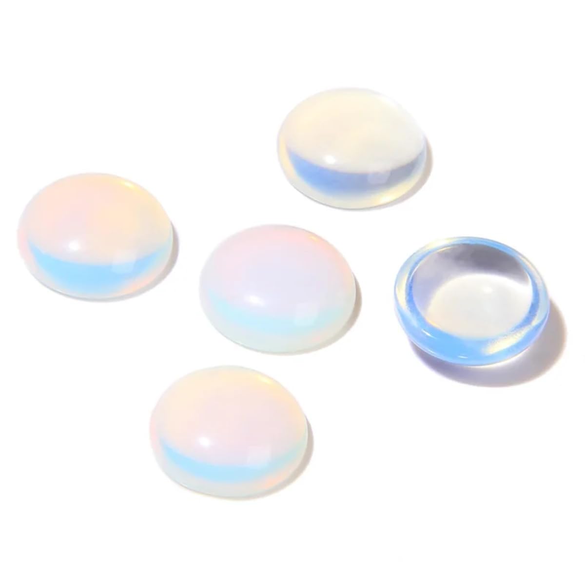 20pcs 14mm Natural Stone No Hole Opal Semicircle Smooth Cabochons Beads Healing Chakra Crystal Stone Bead for Jewelry Making Rings Earrings Necklace Bracelet DIY Crafts