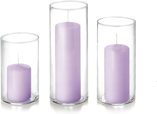 yummi Set of 36 Slim Pillars and Cylinder Vases - Lavender