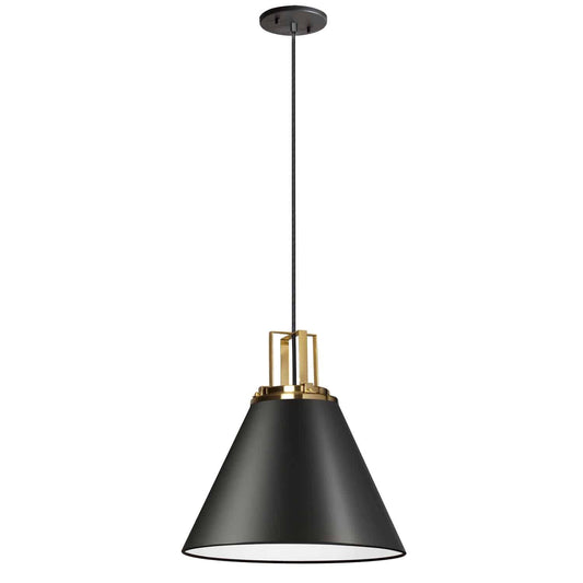 Dainolite Pendant Light SNS-141P-MB-AGB, Matte Black and Aged Brass Finish