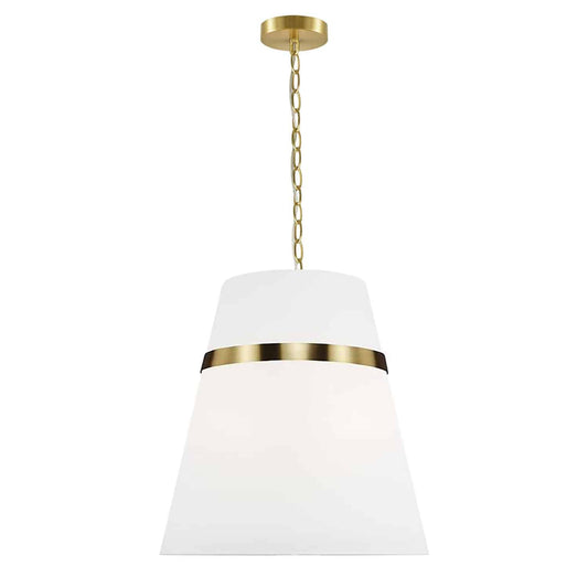 Dainolite SYM-183P-AGB-WH White Pendant Light, Brass Material, Fabric Shade