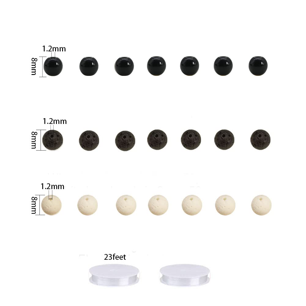 Pamir Tong 600PCS Black Glass Round Beads Bulk， Imitative Jade Beads, Lava Beads, Bracelet Loose Beads for Jewelry Making Earring, Necklaces, and DIY Crafts (8mm Black)