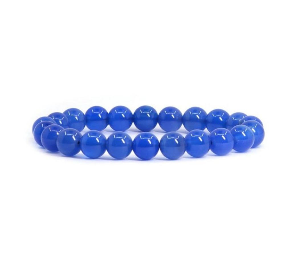 Adabele Real Natural Blue Agate Gemstone Beaded Bracelet 7 inch Stretch Chakra Healing Crystal Stone Jewelry Women Mom Gift (Unisex) GB8-18