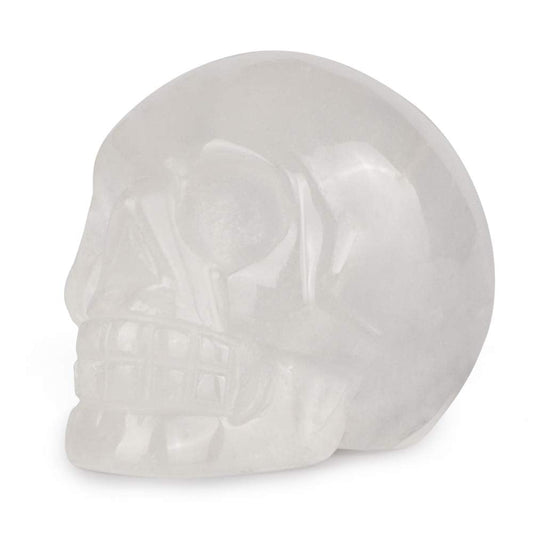 Artistone 2.0" Clear Quartz Crystal Skull Head Decor Statue Healing Stones,Hand Carved Gemstone Skull Figurine Stone for Halloween Carnival Party,Personality Bar,Home,Office