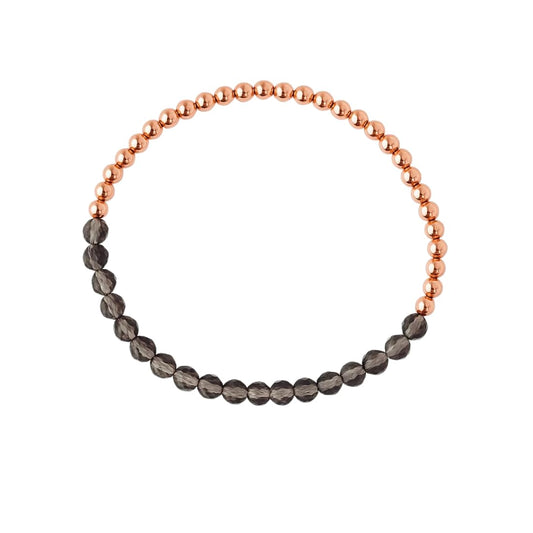 The Blue Yogi Smoky Quartz & Natural Copper Bead Bracelet for Men & Women – Healing Crystal Energy Bracelet for Protection & Positivity