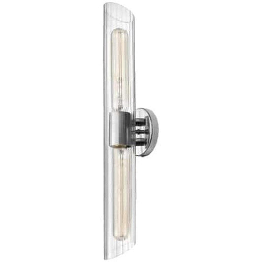 Dainolite 2 Light Vanity Fixture Polished Chrome Clear Fluted Glass Model SAM-252W-PC