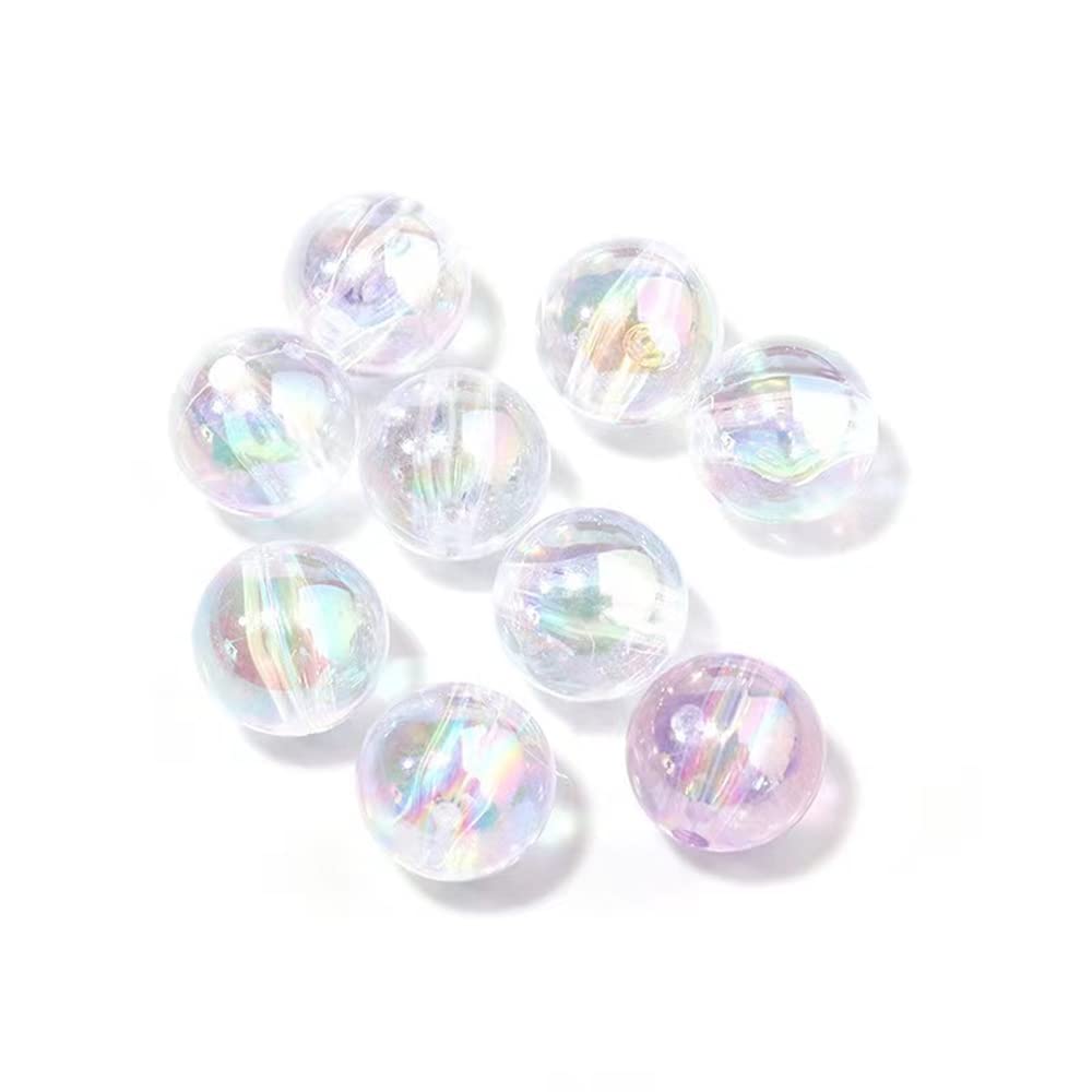 300 Pcs 8mm Acrylic Round Beads AB Colors Round Spacer Beads for Earring Bracelet Necklace Key Chains Jewelry DIY Craft Making(Clear AB)