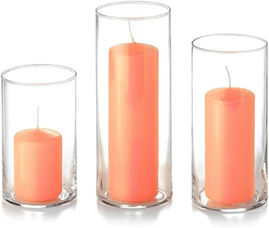yummi Set of 12 Slim Pillars and Cylinder Vases - Peach