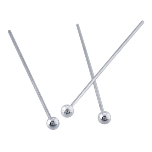 50pcs Adabele Authentic Sterling Silver Round Ball Headpin Head Pins 18mm (0.7 inch) Hypoallergenic for DIY Craft Jewelry Making (Wire 0.7mm/21 Gauge) SS428