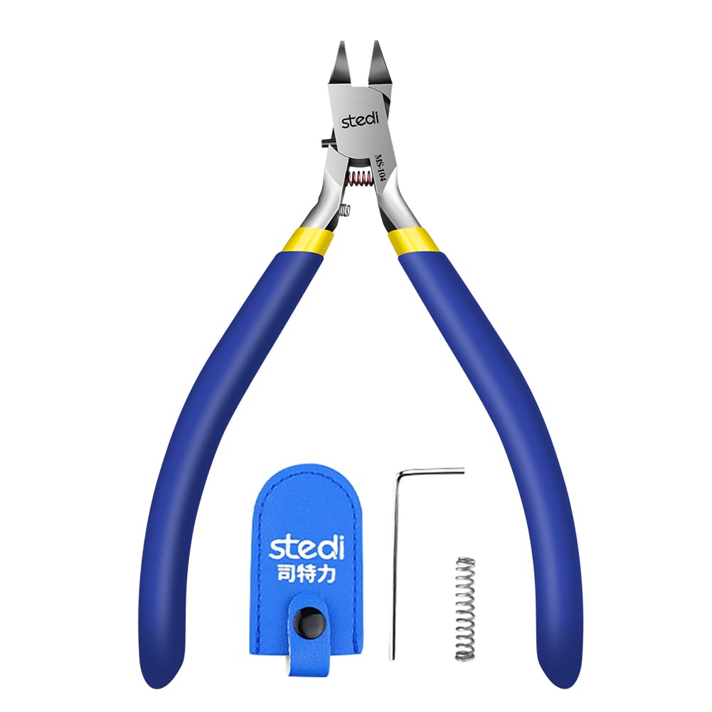 stedi 4.7-inch Model Nipper, with Ultra-thin Single-edge and Blade Case Plastic Model Tools for Gundam Repairing Plastic Model and Fixing，Blue