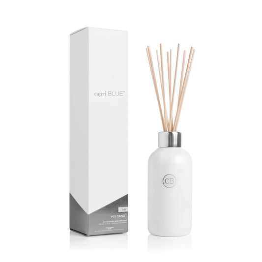 Capri Blue Volcano Reed Diffuser Set - Includes Reeds, Fragrance Oil, and Glass Bottle - Luxury Scented Reed Diffusers for Home Decor - Room Fresheners - White (8 fl oz)