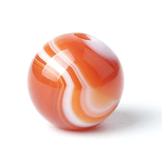 100Pcs Natural Stone 6mm Red Striped Agate Round Loose Gemstone Energy Healing Beads Hole Size 1mm DIY Smooth Beads for Bracelet Necklace Earrings Jewelry Making