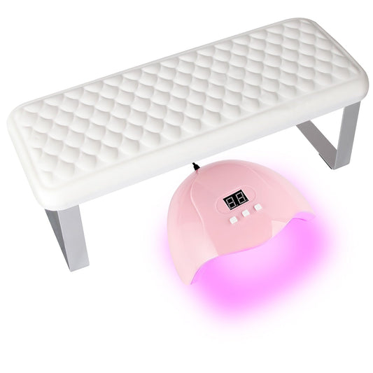 Arm Rest for Nails Tech, BORNBYME Update PU Leather Fish Pattern Hand Nail Foot Stand Rest for Manicure & Pedicure,White