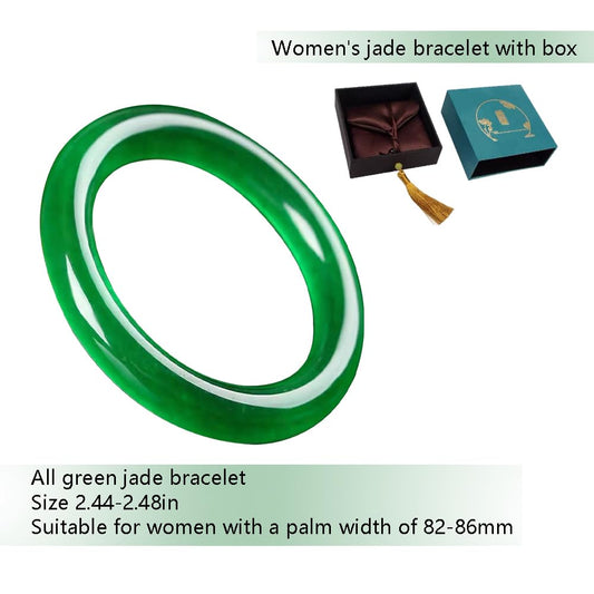 URED Natural Green Jade Bracelet Bangle for Women Feng Shui Bracelet Full Green Good Luck For Birthday Women Jade Bangle Round Natural Healing Stone Yoga meditation mother gift