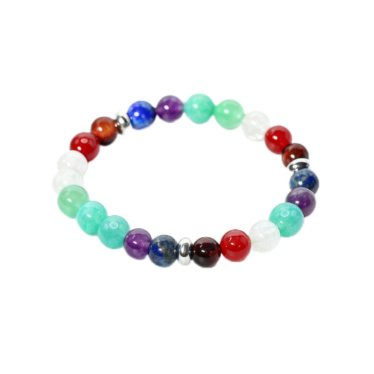 The Vida Handmade AAA+ Quality Crystal Stretch Elastic Bracelet - Nature Gemstone - Jewelry Gift - Holiday Gift - For Women & Men (Chakra)