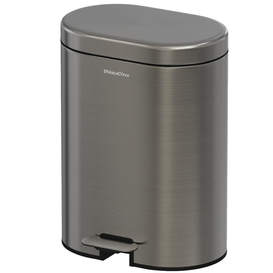 Skiennix 3.2 Gallon Stainless Steel Step Trash Can - Soft Close Lid & Removable Inner Bucket | Volcanic Gray