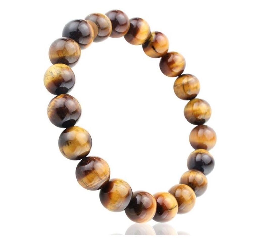 Adabele Real Natural Golden Yellow Tiger's Eye Bracelet 7.5 inch Stretch Gemstone Beaded Bracelet Chakra Healing Crystal Stone Jewelry Energy Quartz Rock GB8-B26
