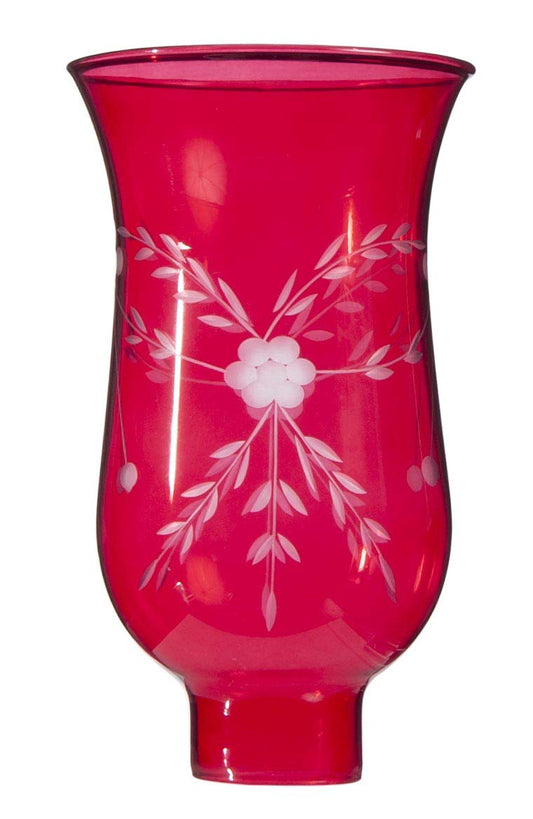 B&P Lamp® Cranberry Hurricane Shade W/Cut "Flowers" Design