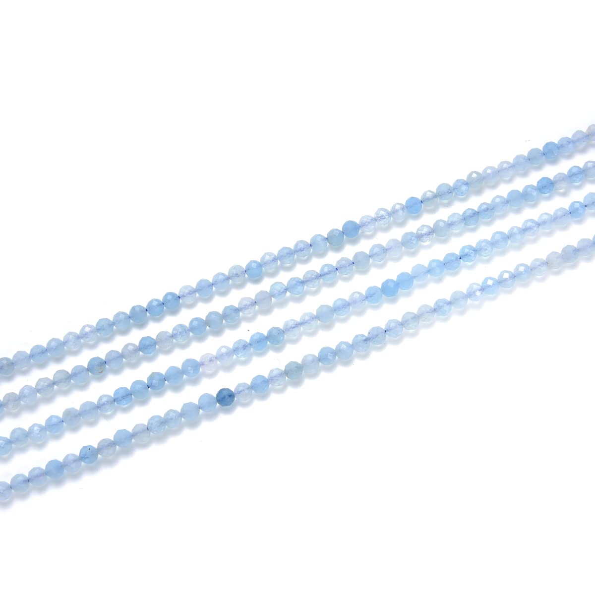 Adabele 15 Inch Natural Blue Aquamarine Healing Gemstone 3mm (0.12 Inch) Tiny Small Faceted Round Loose Beads Stone Spacer (110-120pcs) for Craft Jewelry Making GK3-8