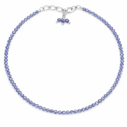 Gempires Handmade Tanzanite Gemstone Beaded Bracelet for Women | 2.4–2.5 mm Faceted Natural Stone | Adjustable 7+1 Inch Silver Plated Chain | Dainty Minimalist Stacking Jewelry | December Birthstone Gift