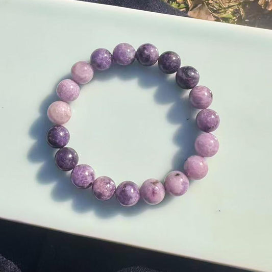 10mm Lepidolite Crystal Bracelet for Women Men | Natural Adjustable Handmade Lithium Purple Crystal Jewelry | Anxiety Relief & Stress - Emotional Balance | Fit for 7-8 inch Wrist