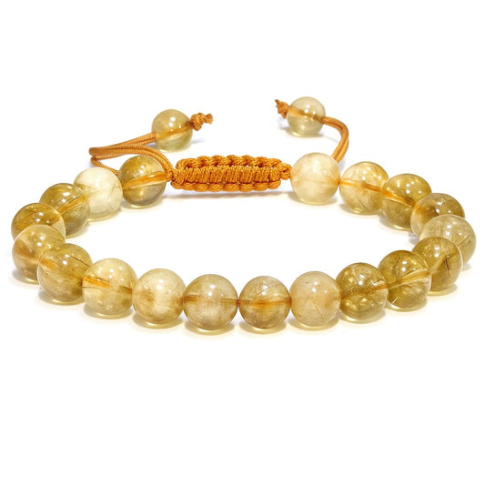 ANAYA AGATE Healing Crystal Bracelet – Chic Gemstone Bracelet for Men and Women – 8mm Round Bead Bracelets for Spiritual Healing, Protection, Positive Energy - Citrine Natural