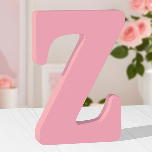 AOCEAN 10 Inch Pink Wood Letters Unfinished Wood Letters for Wall Decorative Pink Standing Letter Sign Board Decoration for Craft Home Party Decor Projects (Z)