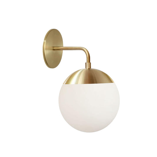 Dainolite 1 Light Halogen Wall Sconce Aged Brass with White Glass, Model DAY-141W-AGB