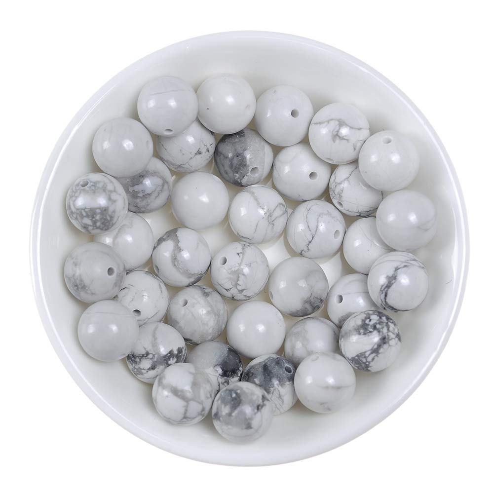 Natural Stone Beads 6mm White Howlite Gemstone Round Loose Beads Crystal Energy Stone Healing Power for Jewelry Making DIY,1 Strand 15"