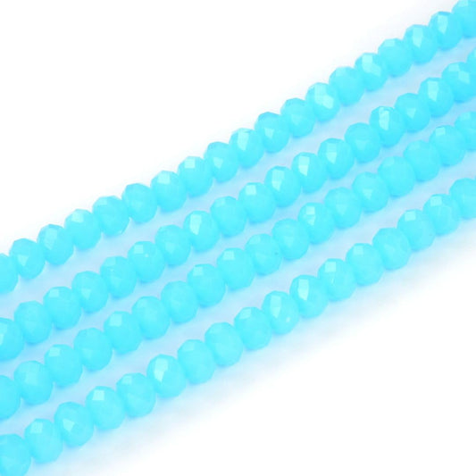 1000pcs Czech Faceted Rondelle Crystal Glass Loose Beads 6mm Spacer Bulk Blue Turquoise Opal for DIY Craft Jewelry Making CCR631