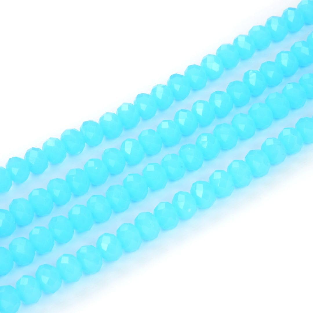 350pcs Czech Faceted Rondelle Crystal Glass Loose Beads 8mm Spacer Bulk Blue Turquoise Opal for DIY Craft Jewelry Making CCR831