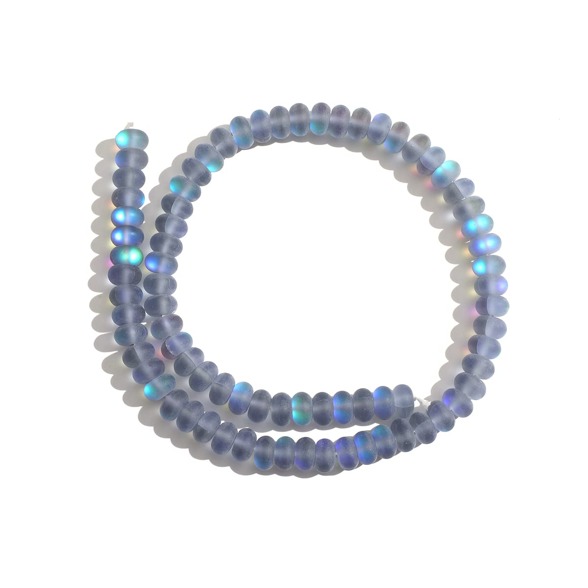 4×6mm Grey Matte Aurora Crystal Glass Beads Loose Rondelle Disc Beads Frosted Moonstone for Jewelry Making