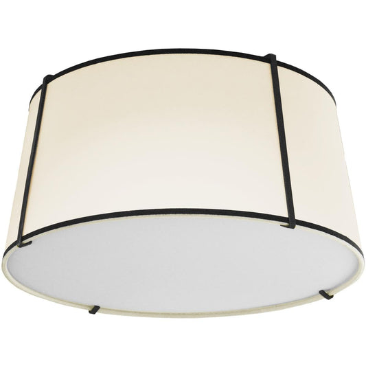 Dainolite Trapezoid Flush Mount Light, 3-Light, 180W, Cream, Model TRA-3FH-BK-CRM, Black Finish