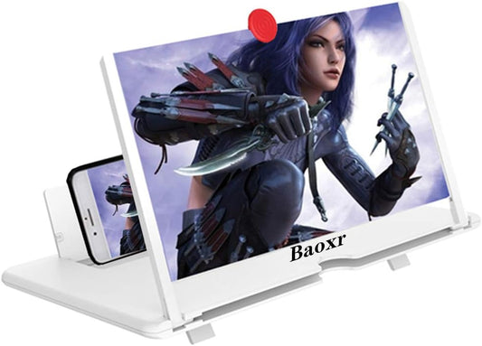 Boolian 12'' 3D Screen Magnifier for Cell Phone, HD Amplifier Projector Magnifing Screen Enlarger for Movies, Videos