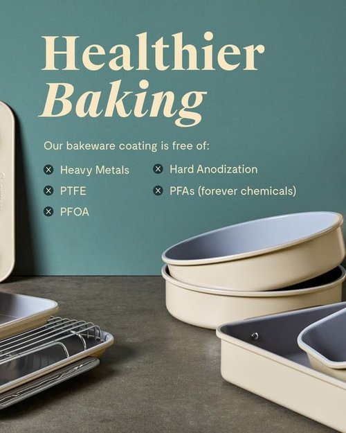 Caraway Non-Stick Ceramic 9” Square Pan - Naturally Slick Coating - Non-Toxic & PTFE Free - Ideal for Brownies & Cakes - Gray