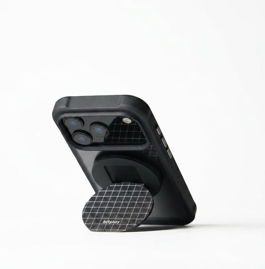 bitplay Magnetic Phone Grip for MagSafe, Finger Holder and Kickstand for Smartphones, Adhesive Metal Ring Included