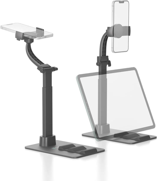 CamScanner 360 Phone(1 Pack) Adjustable Phone Stand, Rotatable Clip-On Holder,Desk Mount with Non-Slip Base