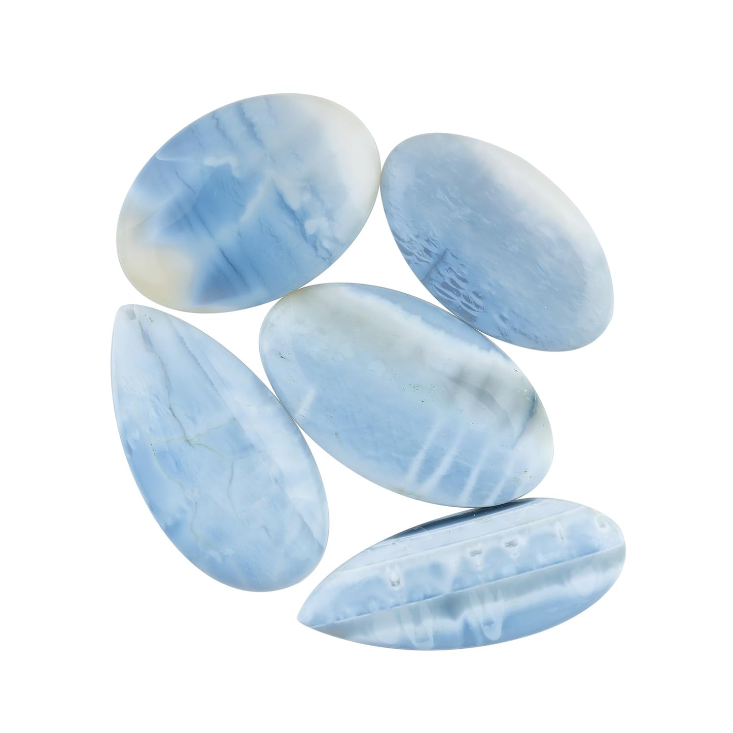 ColouredRocks (5pcs. BLUE OPAL, Mix Shape, Natural Cabochon Crystals, Loose Gemstone, Wholesale Polished Supply, Jewelry Making, DIY Craft, Gem Collection (30-40mm free size)