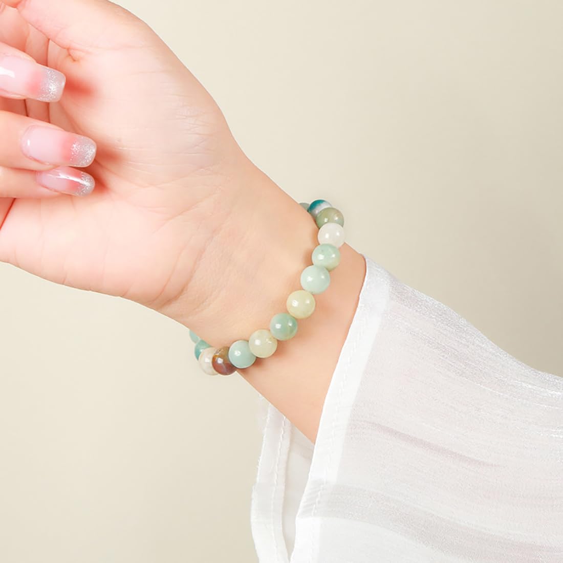 Udolfly Womens Crystal Beaded Bracelets for Women Men Protective Energy Bracelet Natural Gemstone Bead Bracelet 8mm Amazonite
