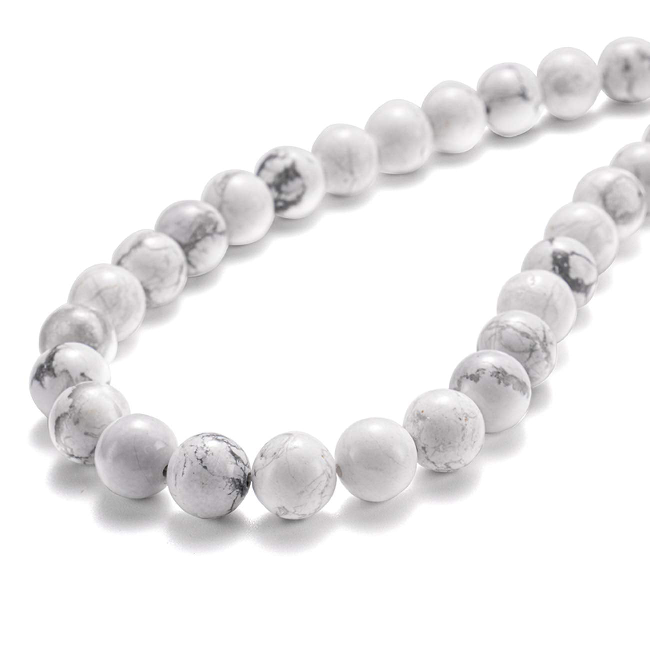 BEADIA Natural White Howlite Stone Round Loose Semi Gemstone Beads for Jewelry Making 10MM 38PCS